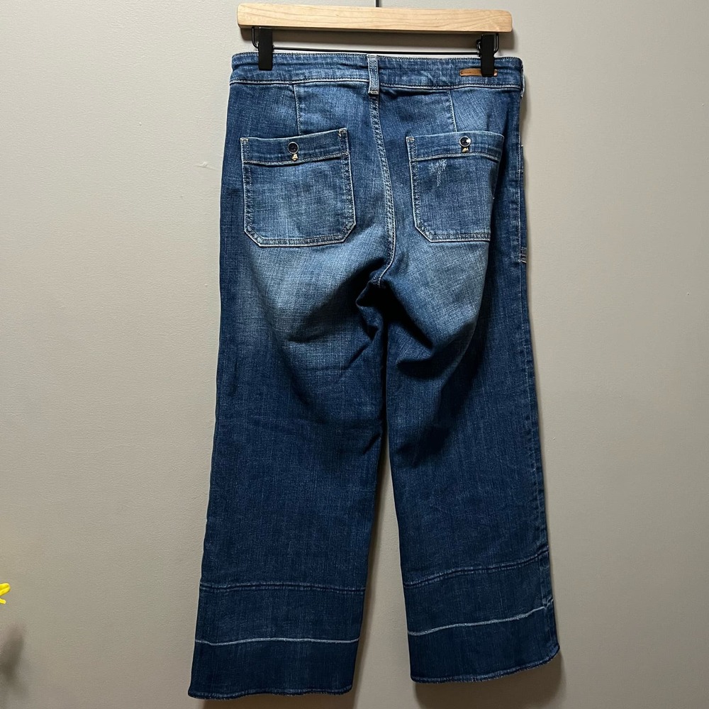 Pilcro Dark Blue Cropped Wide-Leg Jeans - Picture 4 of 8